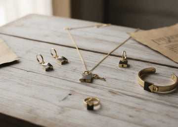 Lock & Key Black Enamel Jewelry Set
