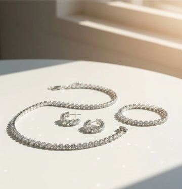 Round Cut Diamond-Style Crystal Jewelry Set